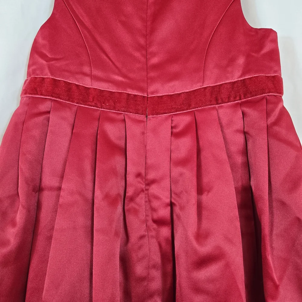 Gymboree Girls 2006 Red Satin Holiday Velvet Bow Rhinestone Buckle Party Dress 5